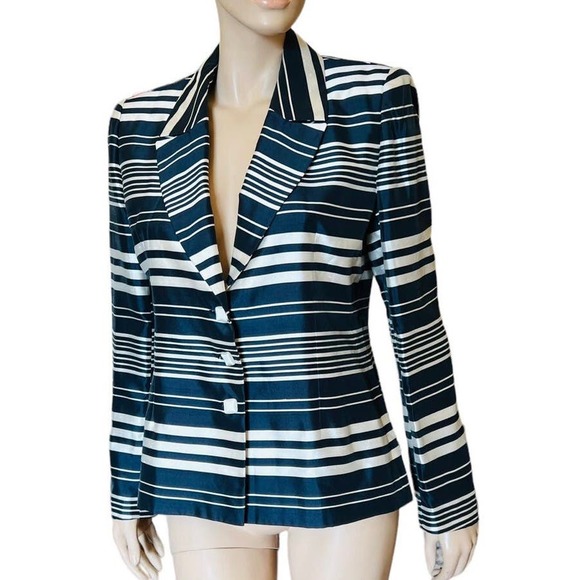 Ecaille Paris Silk Jacket Blazer Sz 12 Preowned Buttons Closure - Picture 3 of 14